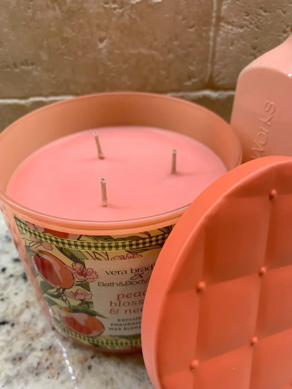 Bath & Body Works Vera Bradley Peach Blossom & Nectar Duo Candle / Hand Soap NWT